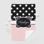 Serviette De Golf Points roses et noirs (En situation)