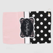 Serviette De Golf Points roses et noirs (Horizontal)