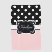Serviette De Golf Points roses et noirs (Devant)