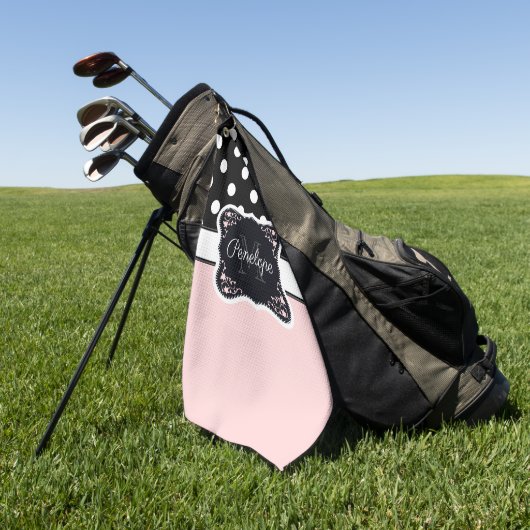 Serviette De Golf Points roses et noirs (Vert)