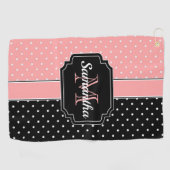 Serviette De Golf Points roses et noirs (Horizontal)