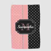 Serviette De Golf Points roses et noirs (Devant)