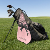 Serviette De Golf Points roses noirs et ruban (Vert)