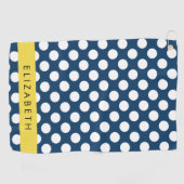 Serviette De Golf Pois Bleus de la Marine, Motif Pot Polka, Votre No (Horizontal)