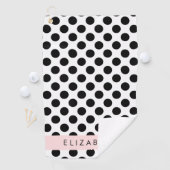 Serviette De Golf Pois noirs et blancs, pointillés, Votre nom (En situation)