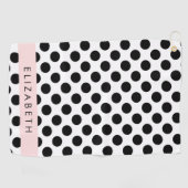 Serviette De Golf Pois noirs et blancs, pointillés, Votre nom (Horizontal)