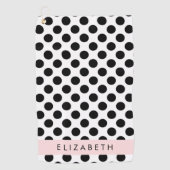 Serviette De Golf Pois noirs et blancs, pointillés, Votre nom (Devant)