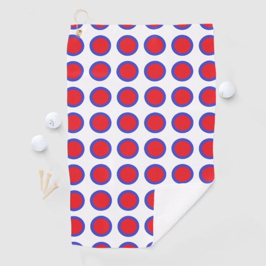 Serviette De Golf Pois rouge et bleu blanc (En situation)