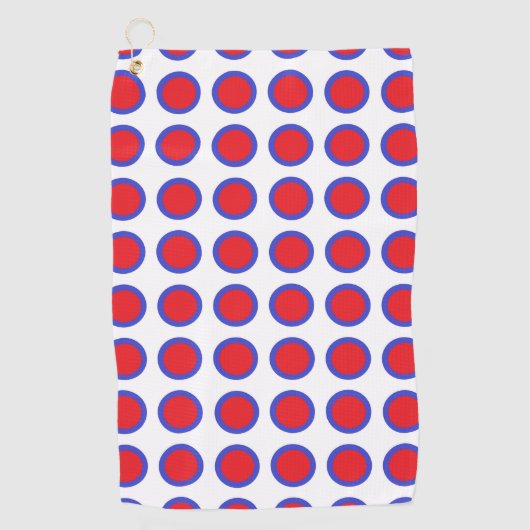 Serviette De Golf Pois rouge et bleu blanc (Devant)