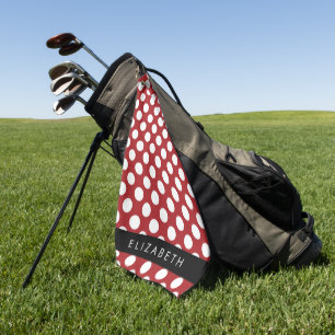 Serviette De Golf Pois Rouges, Motif Polka Dot, Votre Nom