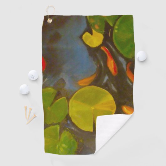 Serviette De Golf Poisson D'Or Koi Pond Water Lys (En situation)