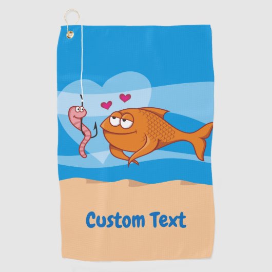 Serviette De Golf Poisson et appât en amour (Devant)