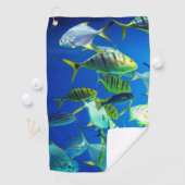 Serviette De Golf Poisson marin jaune avec rayures noires (En situation)