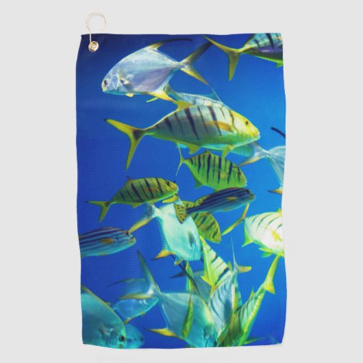 Serviette De Golf Poisson marin jaune avec rayures noires (Devant)