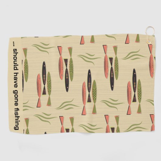 Serviette De Golf Poisson moderne du milieu du siècle (Horizontal)