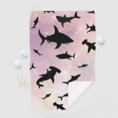 Serviette De Golf Poisson rose sur galaxie dégradée Espace (En situation)