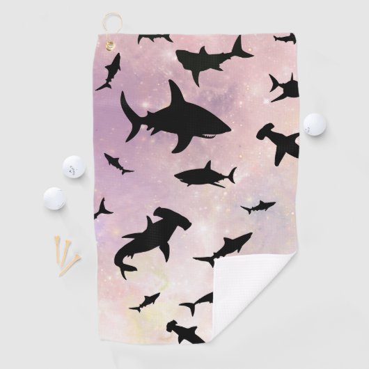 Serviette De Golf Poisson rose sur galaxie dégradée Espace (En situation)