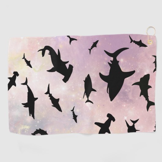 Serviette De Golf Poisson rose sur galaxie dégradée Espace (Horizontal)