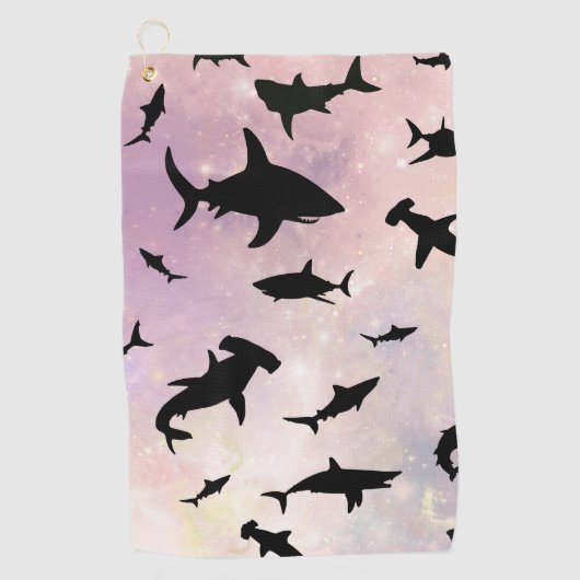 Serviette De Golf Poisson rose sur galaxie dégradée Espace (Devant)