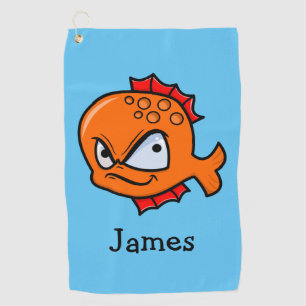 Serviette De Golf Poisson rouge drôle en colère