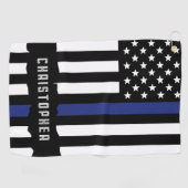 Serviette De Golf Police de la ligne bleue mince (Horizontal)