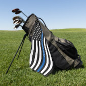 Serviette De Golf Police Mince Ligne Bleue Américain Drapeau Monogra (Vert)