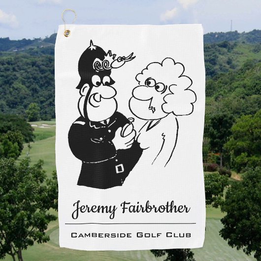 Serviette De Golf Policier a un casque de coucou