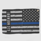 Serviette De Golf Policier Ligne Bleue Mince (Horizontal)