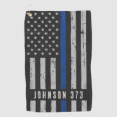 Serviette De Golf Policier Ligne Bleue Mince (Devant)