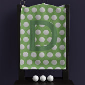 Serviette de golf Polka Dot Monogram vert et blanc