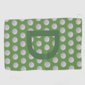 Serviette de golf Polka Dot Monogram vert et blanc (Horizontal)