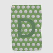 Serviette de golf Polka Dot Monogram vert et blanc (Devant)