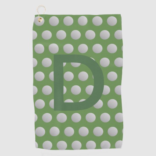 Serviette de golf Polka Dot Monogram vert et blanc (Devant)