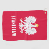 Serviette De Golf Pologne Polonais Aigle Rouge Blanc Polska Nom pers (Horizontal)