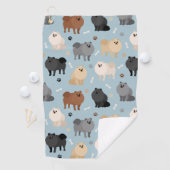 Serviette De Golf Poméranie Paw-prints et os de chien (En situation)