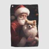 Serviette De Golf Poméranien avec Noël Festif du Père Noël (Devant)