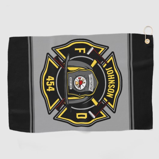 Serviette De Golf Pompier AJOUTER NOM Équipe de secours du service d (Horizontal)