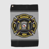 Serviette De Golf Pompier AJOUTER NOM Équipe de secours du service d (Devant)
