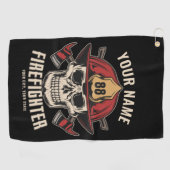 Serviette De Golf Pompier personnalisé Crâne pompier pompier départe (Horizontal)
