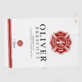 Serviette De Golf Pompier volontaire | Symbole croisé maltais (Horizontal)