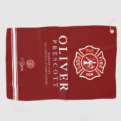 Serviette De Golf Pompier volontaire | Symbole croix maltaise Rouge (Horizontal)