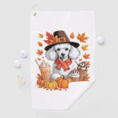 Serviette De Golf Poodle Thanksgiving Boissons Café Automne Feuilles (En situation)