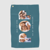 Serviette De Golf Pop multi photo typographie moderne cadeau turquoi (Devant)