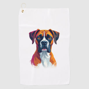 Serviette De Golf Portrait de Boxer Vintage Éclaboussure de Couleur