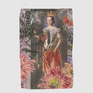 Serviette De Golf Portrait de femme Vierge Antique Coloré Riche