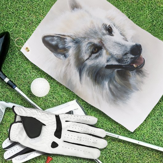 Serviette De Golf Portrait de loup blanc