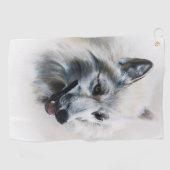 Serviette De Golf Portrait de loup blanc (Horizontal)