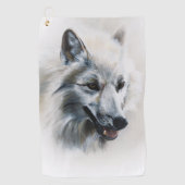 Serviette De Golf Portrait de loup blanc (Devant)