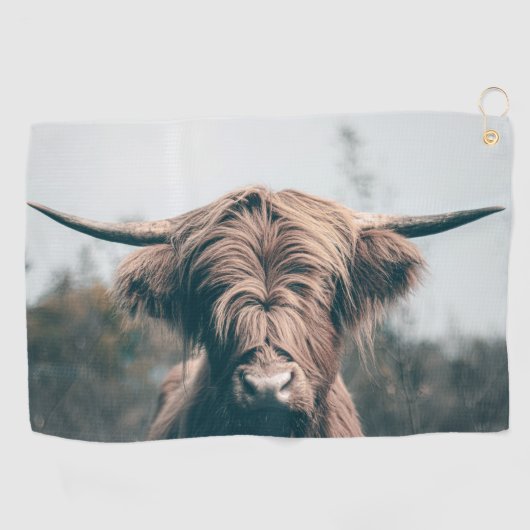 Serviette De Golf Portrait de vache Highland (Horizontal)