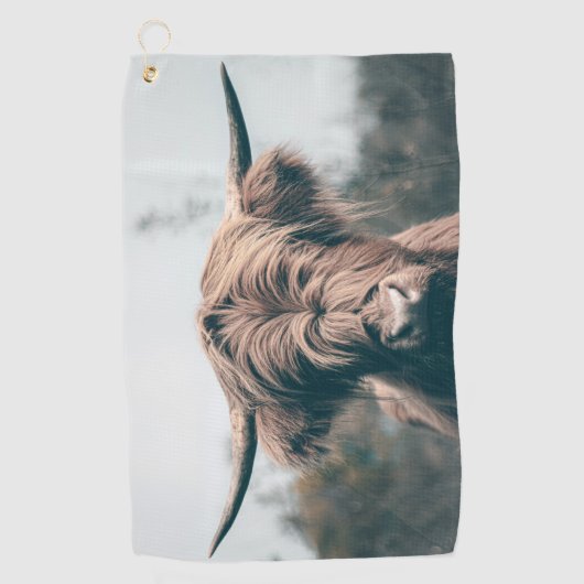 Serviette De Golf Portrait de vache Highland (Devant)